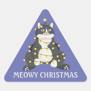 Grappig Miauwend Kerstmis Kat Puns Festiviteit Win Sticker