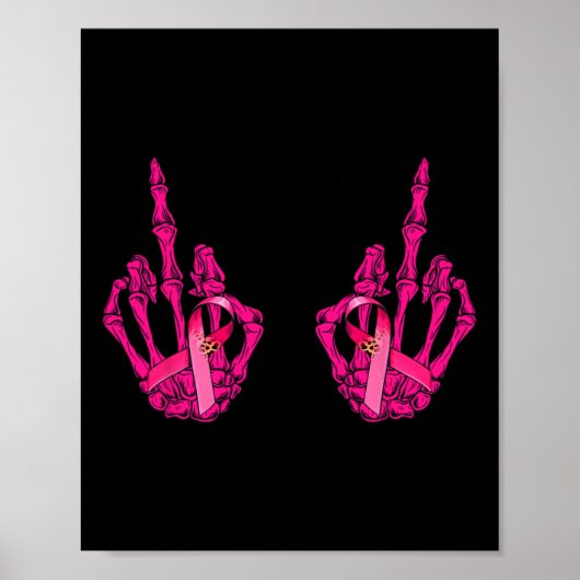 Grappig Middelvinger Vloek Woord Borstkanker Borst Poster (Voorkant)