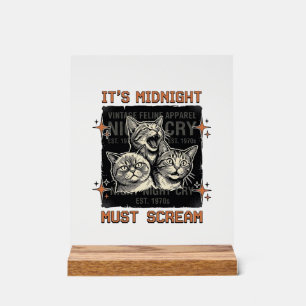 Grappig middernacht schreeuwende katten vintage sh acryl bord