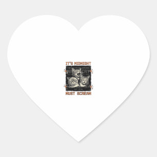 Grappig middernacht schreeuwende katten vintage sh hart sticker