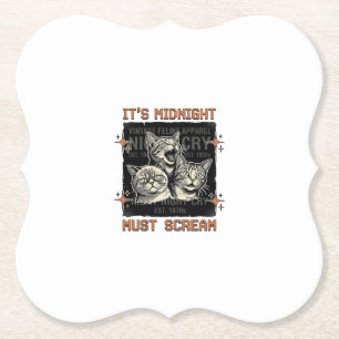 Grappig middernacht schreeuwende katten vintage sh kartonnen onderzetters