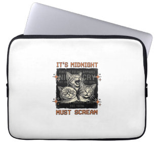 Grappig middernacht schreeuwende katten vintage sh laptop sleeve