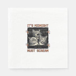 Grappig middernacht schreeuwende katten vintage sh servet