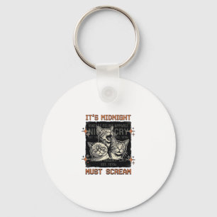 Grappig middernacht schreeuwende katten vintage sh sleutelhanger