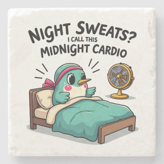 Grappig Midnight Cardio Stone Onderzetter (Voorkant)