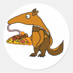 Grappig miereneter eten Pizza Cartoon Ronde Sticker