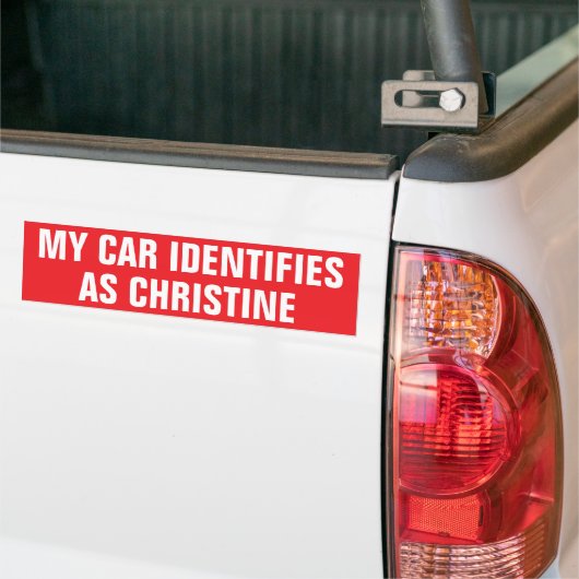 Grappig: "Mijn auto identificeert zich als Christi Bumpersticker (Op Truck)
