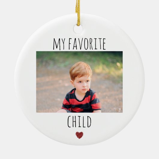 Grappig Mijn favoriete Kind 2 Foto Aangepast Keramisch Ornament (Achterkant)