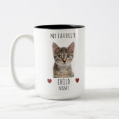 Grappig Mijn favoriete Kind 2 Foto Aangepaste Katt Tweekleurige Koffiemok (Links)