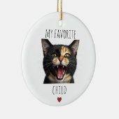 Grappig Mijn favoriete Kind 2 Foto Custom Cat Keramisch Ornament (Rechts)