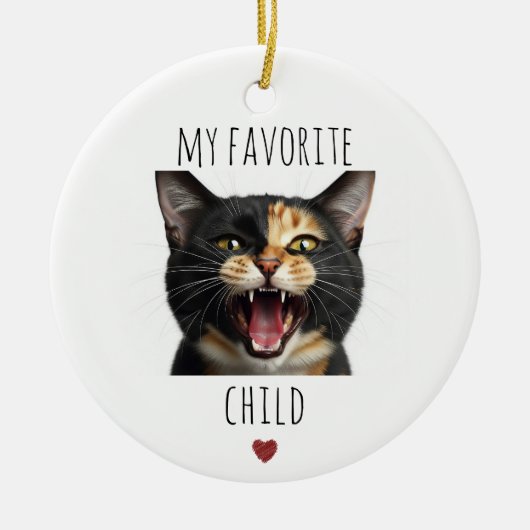 Grappig Mijn favoriete Kind 2 Foto Custom Cat Keramisch Ornament (Voorkant)