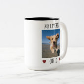 Grappig Mijn Favoriete Kind 2 Foto Custom Dog Tweekleurige Koffiemok (Voorkant rechts)