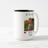 Grappig Mijn favoriete Kind 2 Foto & Naam Aangepas Tweekleurige Koffiemok (Voorkant rechts)