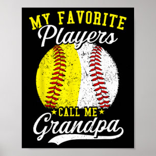 Grappig mijn favoriete softbalspeler noemt me oma poster