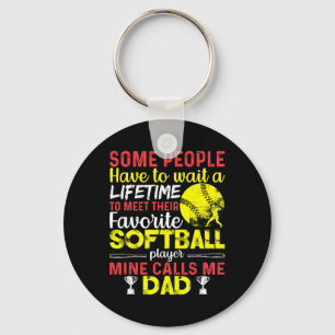 Grappig mijn favoriete softbalspeler noemt me papa sleutelhanger