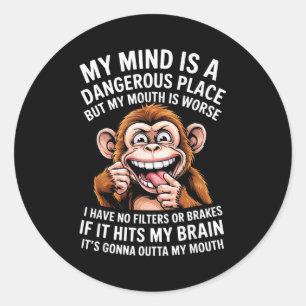 Grappig Mijn Geest Is Een Gevaarlijke Plek Geen Fi Ronde Sticker