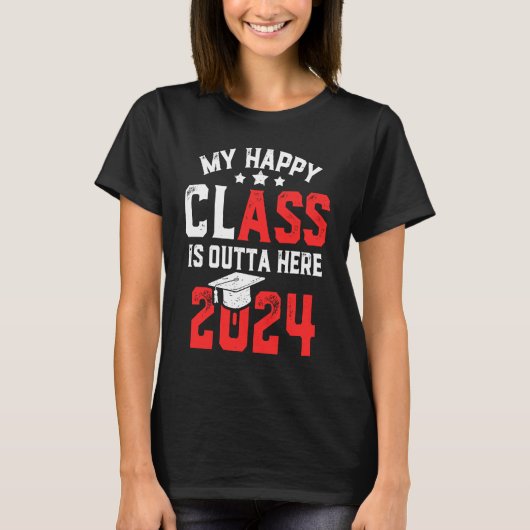 Grappig mijn Happy class is hier 2024 senior 24 T-shirt (Voorkant)