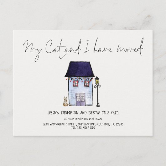 Grappig Mijn kat en ik hebben verplaatst Script Ni Aankondigingskaart (Voorkant)
