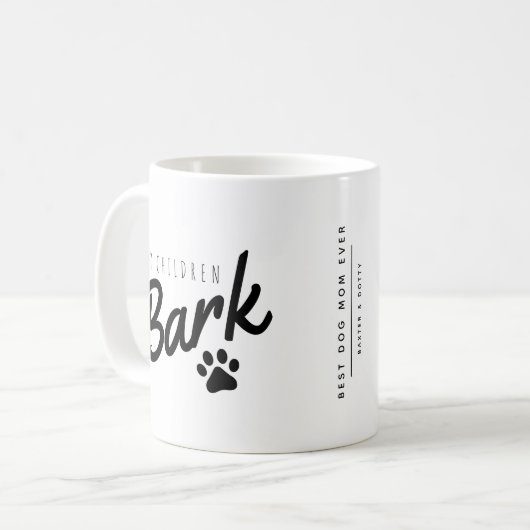 Grappig mijn kinderen blaffen hond mam koffiemok (Voorkant links)