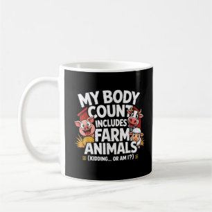 Grappig Mijn Lichaams Telling Omvat Boerderijdiere Koffiemok