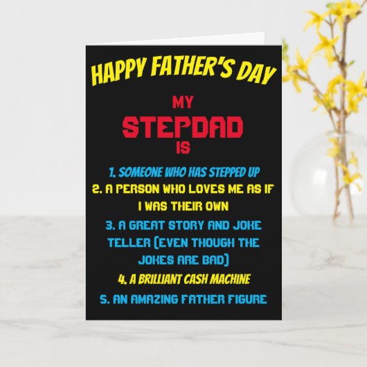 Grappig mijn stiefvader Quote Vaderdag Kaart (Gele Bloem)