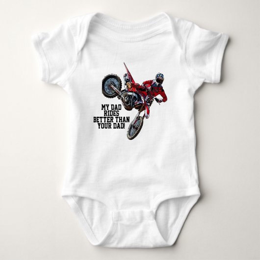 Grappig mijn vader is beter Red Dirt Bike Racing Romper (Voorkant)