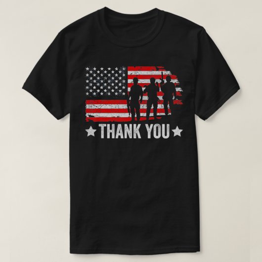 Grappig Militaire Amerikaanse vlag Apparel Dank u  T-shirt (Design voorkant)