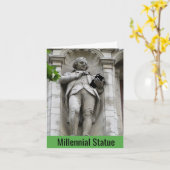 Grappig Millennial Statue Happy Birthday Kaart (Gele Bloem)