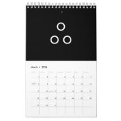 Grappig minimalisme cirkels zwart en wit kalender (Mar 2026)