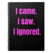 Grappig minimalistisch citaat - ik kwam ik zag dat notitieboek (Voorkant)