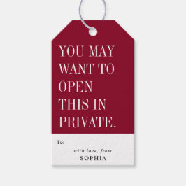 Grappig, misschien wil je dit privé openen cadeaulabel