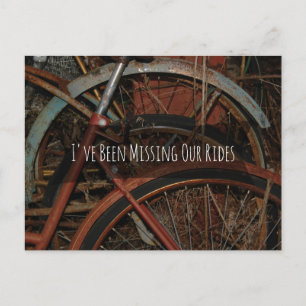 Grappig "Missing Our Rides" Foto van Rusty Bicycle Briefkaart
