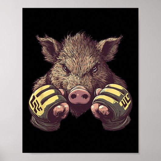Grappig MMA-zwijn - kooivechter en vechtsportbox Poster (Voorkant)