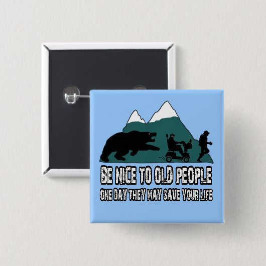 Grappig mobiliteitsscooter vierkante button 5,1 cm (Voorkant /achterkant)