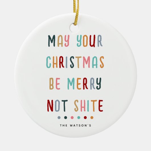 Grappig Modern Kleurrijk Gepersonaliseerd Kerstcad Keramisch Ornament (Voorkant)