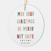 Grappig Modern Kleurrijk Gepersonaliseerd Kerstcad Keramisch Ornament (Links)
