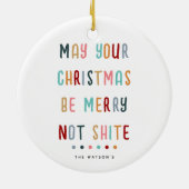Grappig Modern Kleurrijk Gepersonaliseerd Kerstcad Keramisch Ornament (Achterkant)
