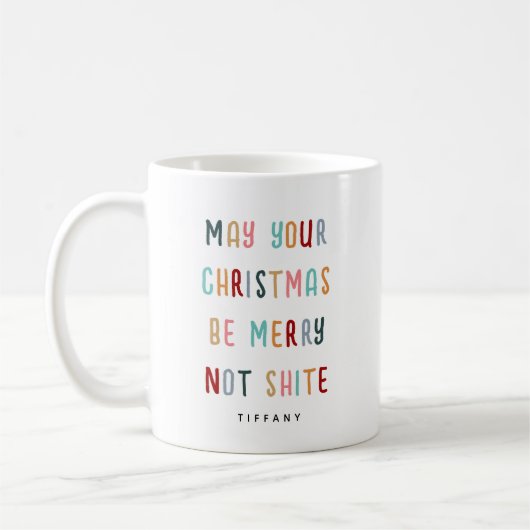 Grappig Modern Kleurrijk Gepersonaliseerd Kerstcad Koffiemok (Links)