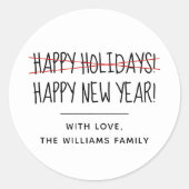 Grappig Modern Laat Gelukkig Nieuwjaar Ronde Sticker (Voorkant)