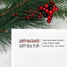 Grappig modern laat gelukkig nieuwjaarsadres etiket