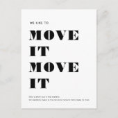 Grappig Modern MOVE IT Eenvoudig Minimalistisch Ve Aankondigingskaart (Voorkant)