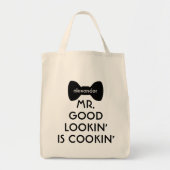 Grappig Modern Mr. Goed uitziende Cooking Bowtie Tote Bag (Voorkant)