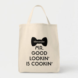 Grappig Modern Mr. Goed uitziende Cooking Bowtie Tote Bag