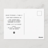 Grappig modern nieuw adres huisdier hond foto briefkaart (Achterkant)