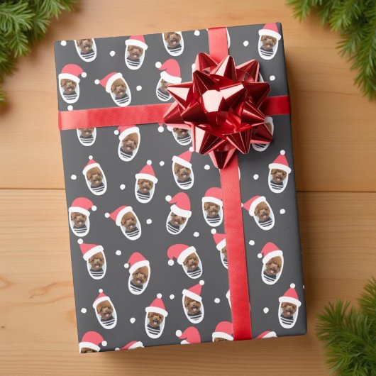 Grappig Modern Santa Hats Familie Huisdier Foto Cadeaupapier