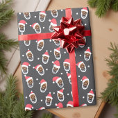 Grappig Modern Santa Hats Familie Huisdier Foto Cadeaupapier