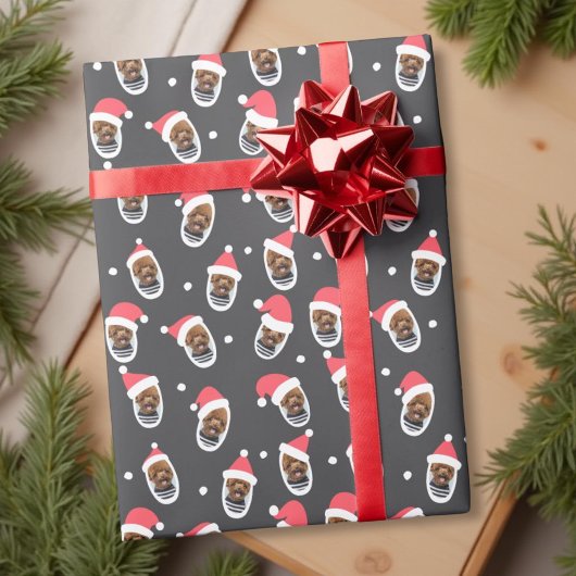 Grappig Modern Santa Hats Familie Huisdier Foto Cadeaupapier