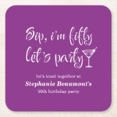 Grappig Modern Sip Ik ben 50ste verjaardag Vijftig Kartonnen Onderzetters (Voorkant)