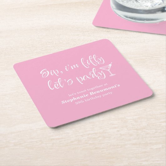 Grappig Modern Sip Ik ben 50ste verjaardag Vijftig Kartonnen Onderzetters (Schuin)