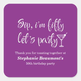 Grappig Modern Sip Ik ben 50ste verjaardag Vijftig Vierkante Sticker